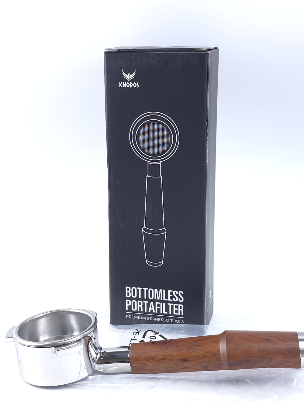Bottomless Portafilter - Wood Handle, Black Box